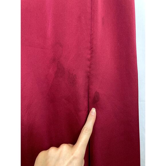 FAME AND PARTNERS Ara Satin Mermaid Gown Dress Lace Trim Burgundy Size 14 - Picture 7 of 10